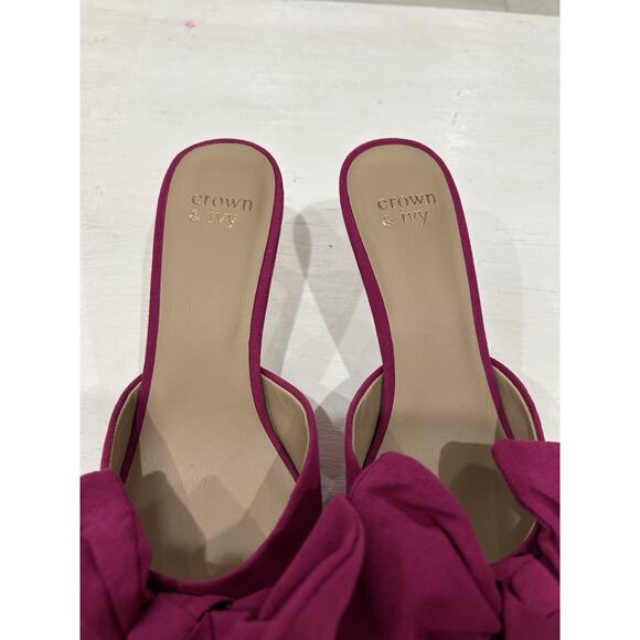 Crown & Ivy Pink Francie Bow Sandals Slides Shoes Size Womens 6.5 - Picture 2 of 7